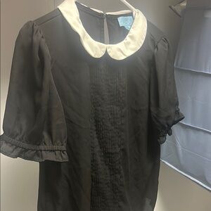 Black Blouse with White Collar